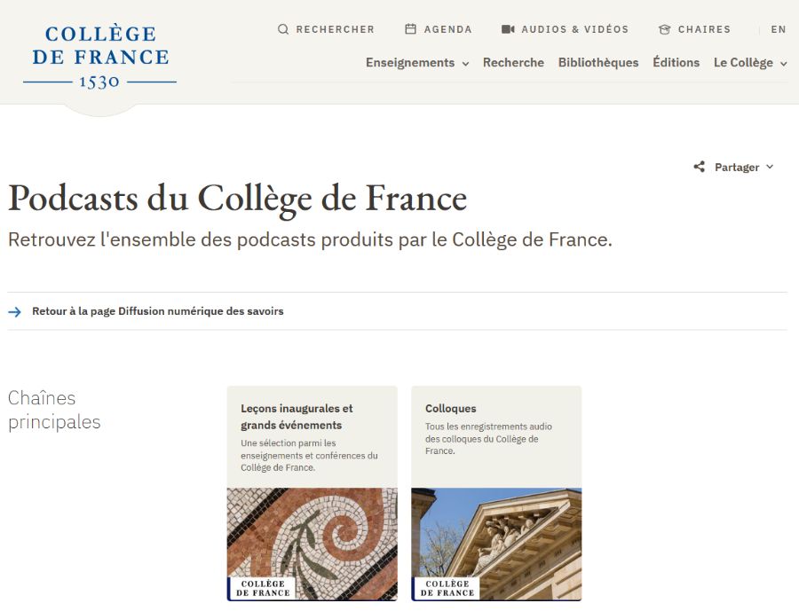 Collège de France podcasts